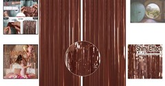 Reusable Foil Tinsel Curtains – 3.3×6.6 ft Brown Backdrop for Parties & Weddings