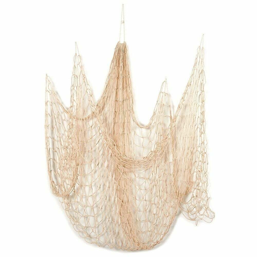 Fish Net Decorative Natural Color Nautical Coastal Luau 6 ft x 8 ft Packaged.