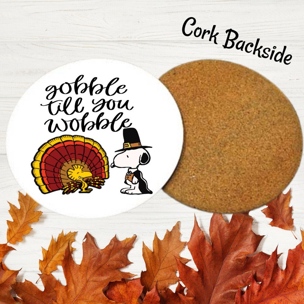 Snoopy Thanksgiving Table Decor Coasters-Fall Thankful Coasters Set of 4
