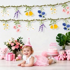 2PCS Wildflower Party Decorations, 7.9FT Pre-Strung Floral Garlands for Baby …