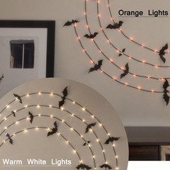 Halloween Garland with Lights 6FT 80 Orange and Warm White Fairy Lights, Ligh…