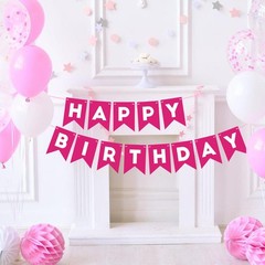 Hot Pink Happy Banner Sign for Backdrop Hot Pink Decorations for Girls 13th 1…