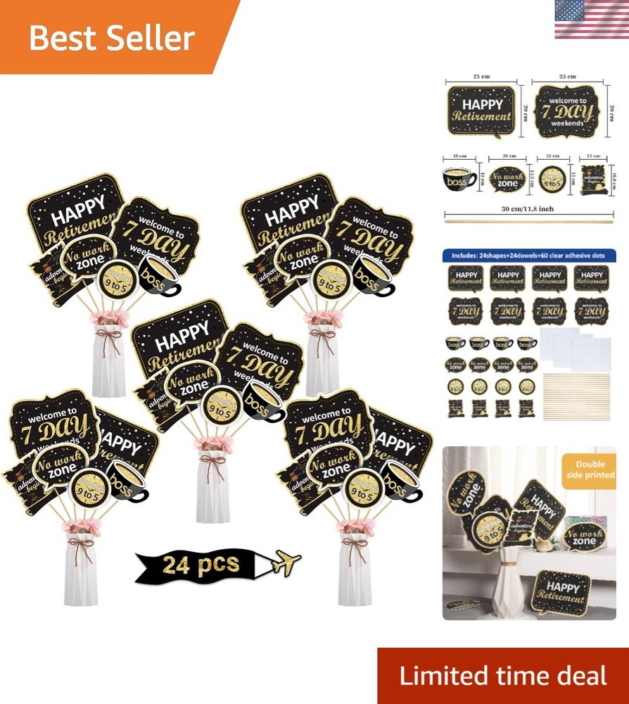 Vibrant 24 Pcs Retirement Party Centerpiece Sticks – Perfect for Any Celebration