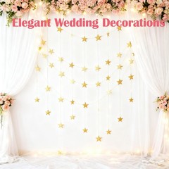105 Feet Gold Star Garland, 8 Strands Glitter Paper 105.0 Feet,