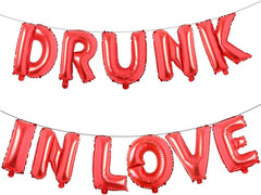 16 Inch DRUNK in LOVE Balloons Banner Foil Letters Mylar Balloons for Bacheloret
