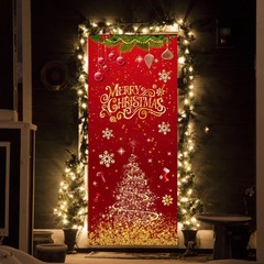 Merry Christmas Decorations Snowflakes Tree Candy Door Cover Banner 29.5×71″