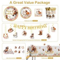 Xynic 211 Pcs Horse Party Decorations, Cowgirl Birthday Party Decorations
