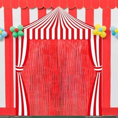 5 Pcs Carnival Circus Party Decorations Set White Circus Tent with Tinsel Red