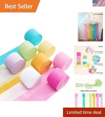 Pastel Birthday Party Decorations Pastel Crepe Paper Streamers 8 Rolls Pastel…