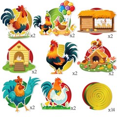 30 PCS Chicken Hanging Swirls Farm Theme Party Ceiling Streamer Decoration