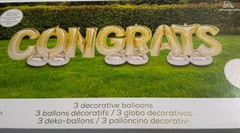 Celebration Party CONGRATS Yard Sign Metallic Balloon Letters 131″x32″ Airloonz
