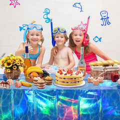 3Pcs Iridescent Ocean Waves Party Tablecloth Decorations,54X108 Inch Blue under