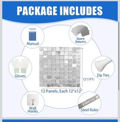 12 Pcs Silver Shimmer Wall Backdrop Panels Square Sequin Party Decoration 3×4 Ft