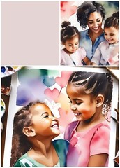 Mothers Day Card And Picture Daughters Playing Together Cut,fold+Personalise