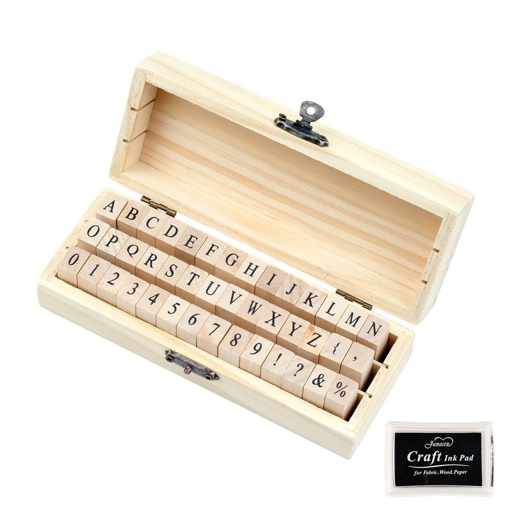 42 Pcs Letter Stamps, Rubber Stamps Alphabet Stamps, Wooden Stamps Number Alp…