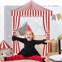 3 Pcs Carnival Party Decorations Circus Tent Awning Halloween Red Striped Style