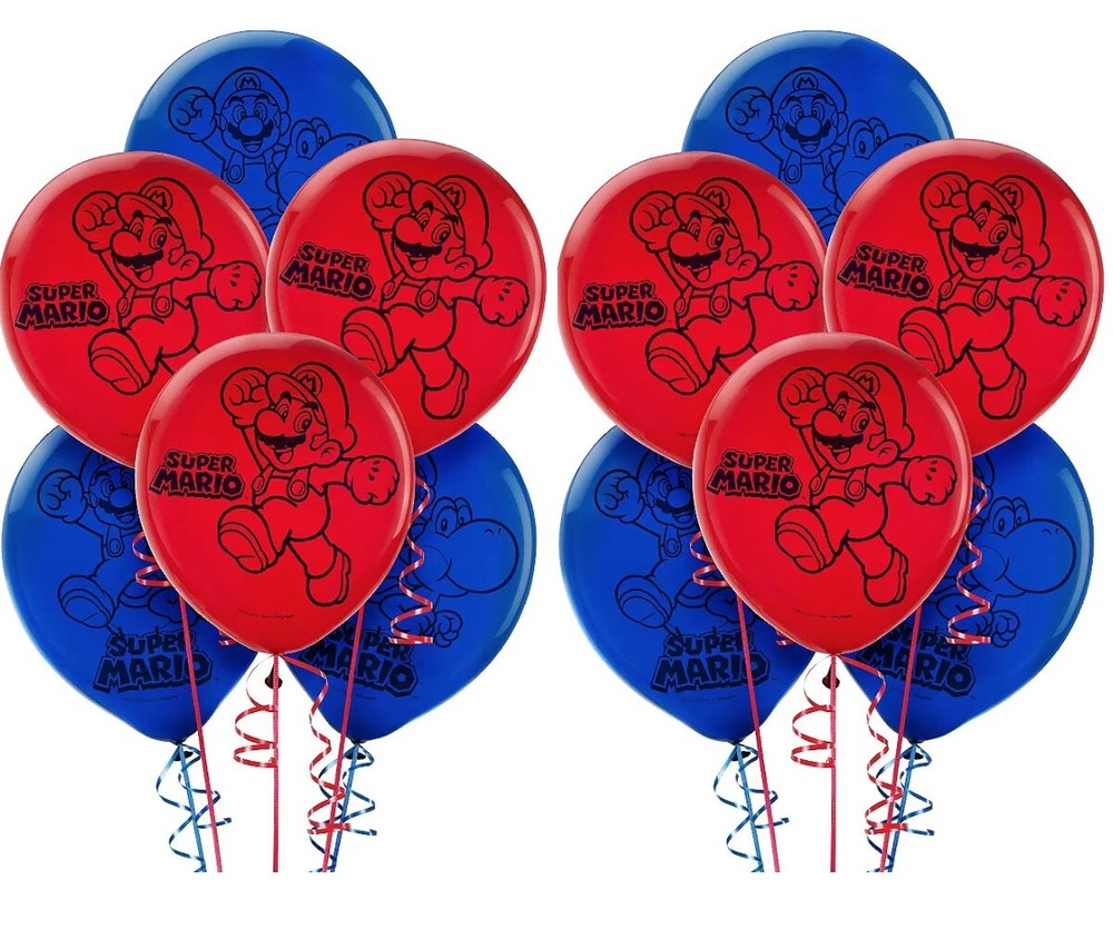 Super Mario Brothers Printed Latex Balloons | Super Mario Party Balloons 12ct.