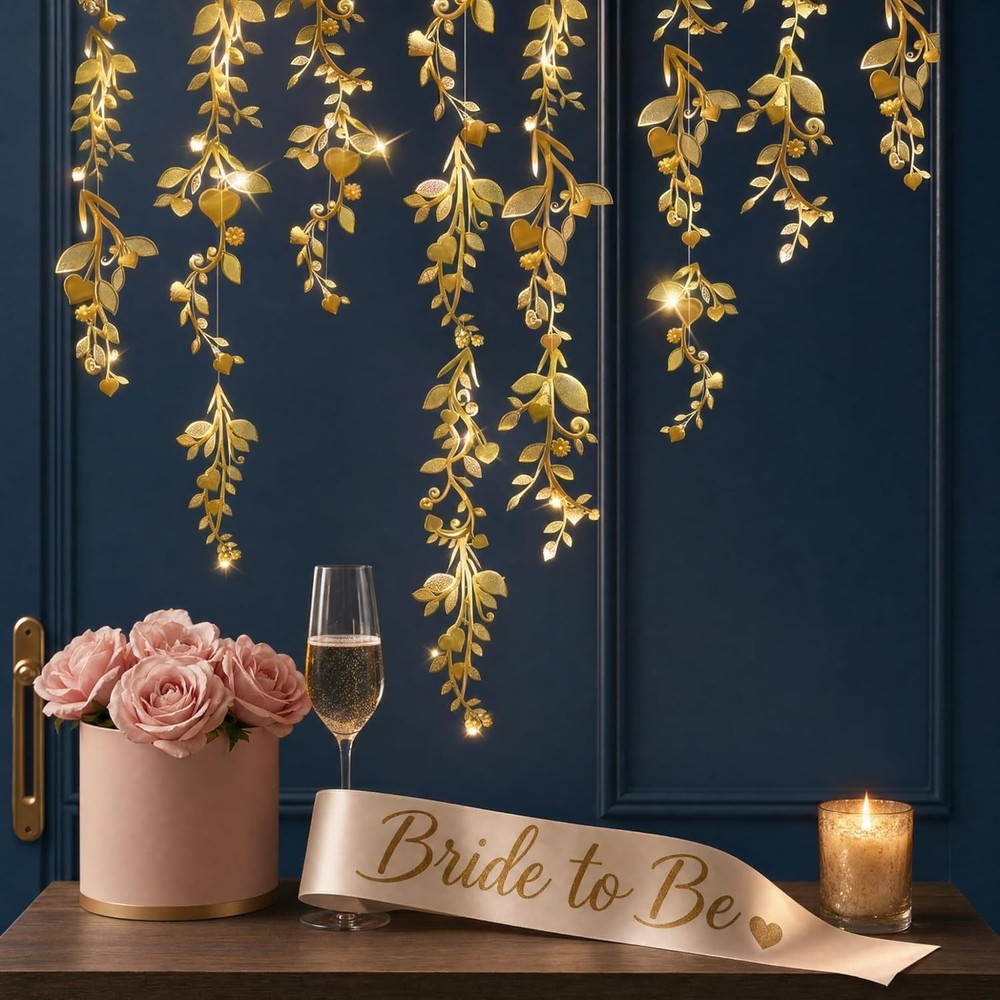Gold Leaves Vine Garland Artificial Flowers Garland Leaf String Banner Greek