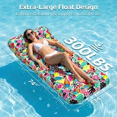 Pool Floats Inflatable Loungers Swimming Rafts Oversized Adults Headrest 2PK