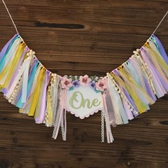 Ereniko Wildflower First Birthday Decorations 1st High Chair Banner Flower Ca…