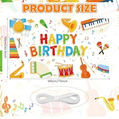 Music Note Banner Decorations for Kids – Happy Birthday Musical Instrument