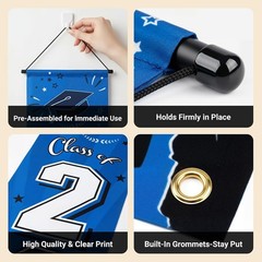 2026 Graduation Banner – Blue Class of 2026 Celebration Decor for Indoor/Outd…