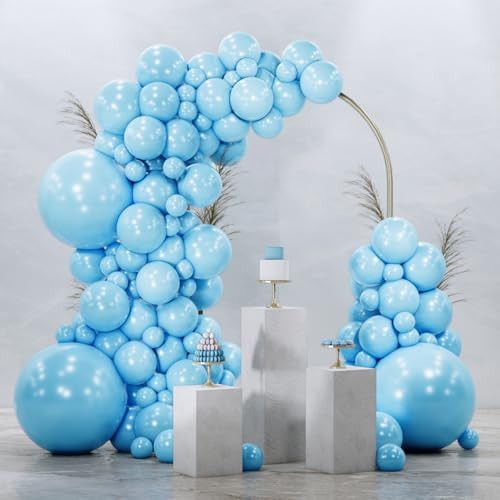 Light Blue Balloons 128 pcs Different Sizes of 18 12 10 5 Inch Baby Pastel