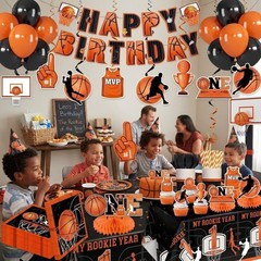 First Birthday Boys Basketballl Party Decor Kit «My Rookie Year» NEW