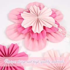 Paper Flowers Decorations Spring Summer Party Floral Backdrop Decor Pink 9 PCS