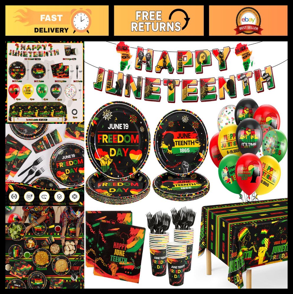 Juneteenth Party Decorations & Supplies Set – Tableware, Banner & More for 24 Gu