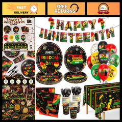 Juneteenth Party Decorations & Supplies Set – Tableware, Banner & More for 24 Gu