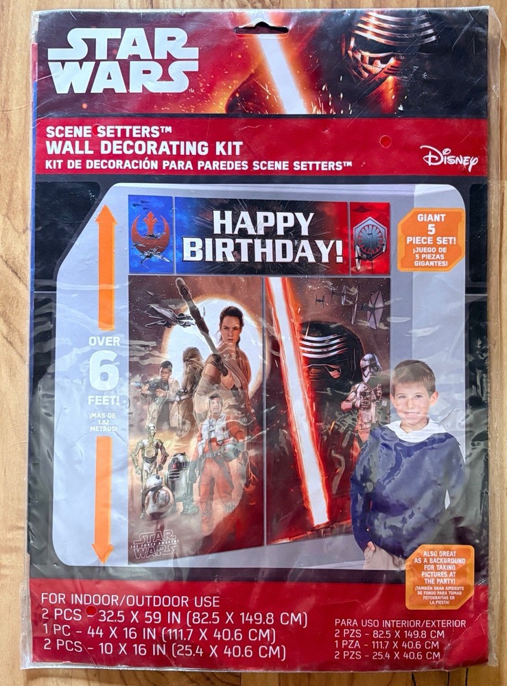 Star Wars Scene Setters 6 Ft Wall Photo Kit Happy Birthday 5 Pc Disney New