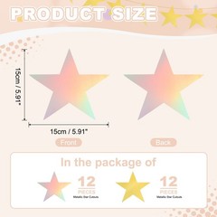 24 Pcs Stars Cutouts, 6 Inch Double Printed Paper Stars, Gold/Iridescent Silver