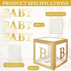 Gold Transparent Balloons Decor Baby Box Baby Blocks Decorations for Baby Shower