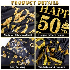 50th Birthday Decorations for Men Women – Happy Banner