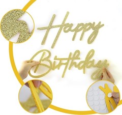 Happy Birthday Sign for Backdrop – Glitter Felt Happy Birthday Letter Sign fo…