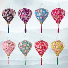 Floral Hanging Lantern Cloth Lantern Chinese New Year Festival Outdoor Decor