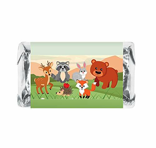 60 Forest Animals Miniatures Candy Bar Wrapper Decorations, Woodland Creatures M