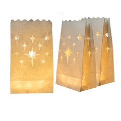 24 PCS White Luminary Bags Upgraded Moisture Proof Candle Stars Party Deco