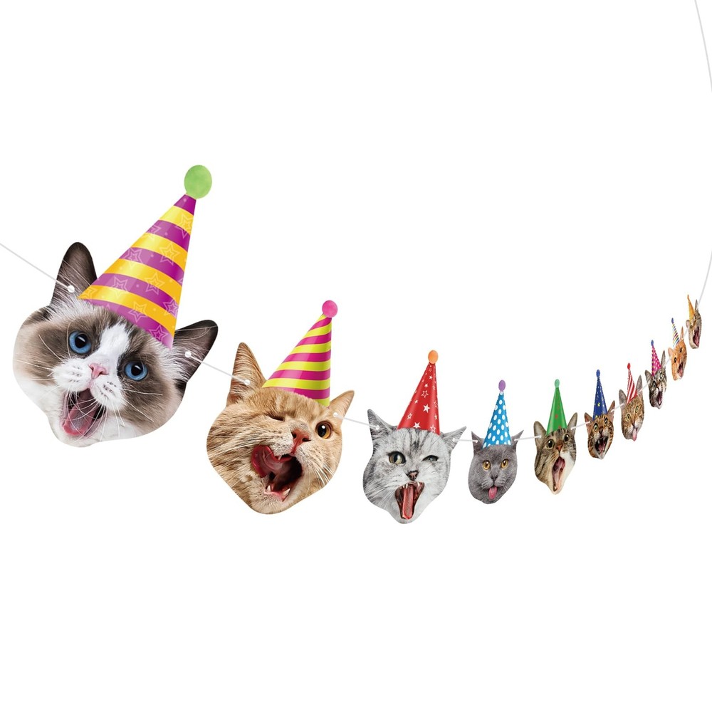 Cat Banner Party Decorations for Backdrop Cat Happy Banner Garland Sign for G…