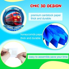 Train 3D Table Honeycomb Centerpiece Transportation Birthday Party Supplies Set