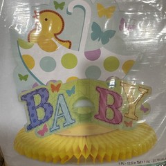 Vtg Baby Shower Decorations Tabletop Duck/umbrella Unisex Butterflies 12.5″ Tall