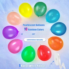 120 Pack Balloons Assorted Color 12 Inches Rainbow Latex Balloons, 10 Bright …