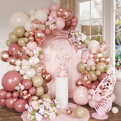 Blush Pink Nude Balloon Arch Kit, 148Pcs Dusty Pink Pastel Pink Brown White S…