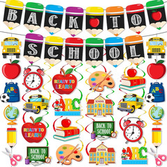 Back to School Decorations for Classroom 56PCS Welcome Back Banner and Hanging S