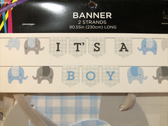 New Elephant It’s A Boy Table Decor and Banner Blue Gray White
