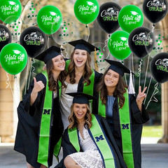 18 Pack Graduation Decorations 2026 Latex Balloons – 12 Inch Black Green Congrat