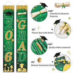 Green and Gold Graduation Decorations Class of 2026 Congrats Grad Banner and You