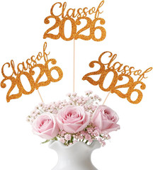 Black Class of 2026 Graduation Table Centerpieces, 12 Pcs Grad Party Decorations
