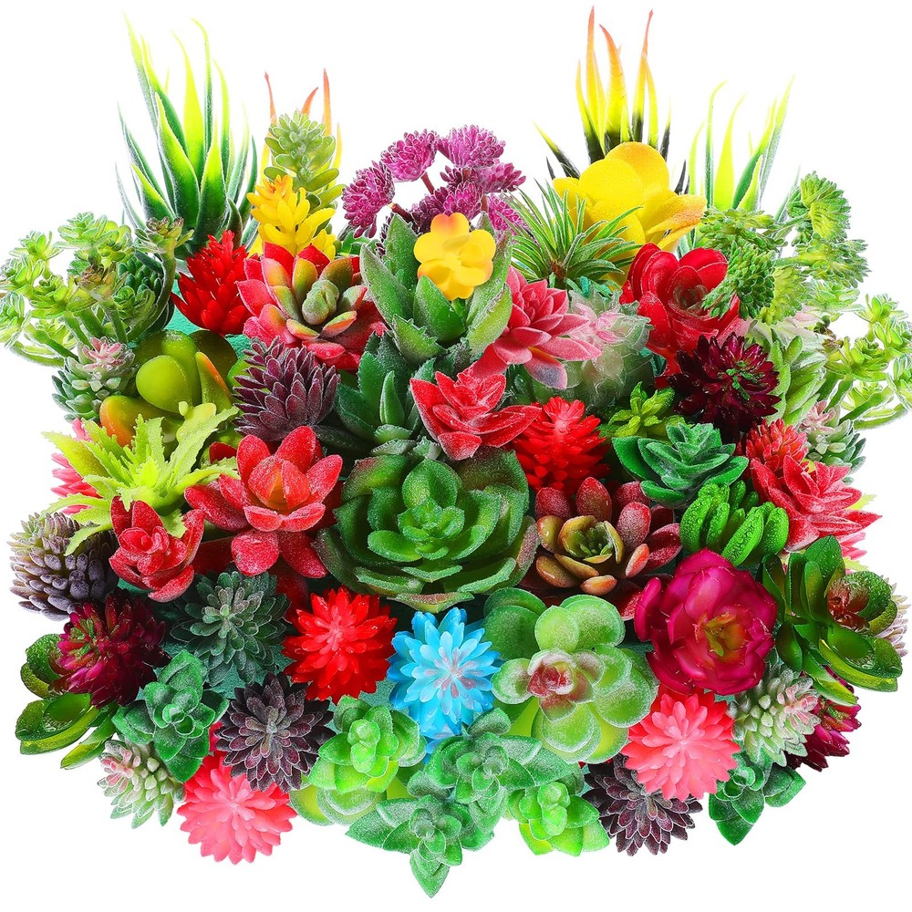 WILLBOND 50 Pcs Bulk Mini Artificial Succulents Plants Assorted Normal Style